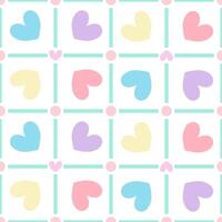 Checkered of heart shape in pastel color. Valentine seamless pattern. Grid geometric. vector