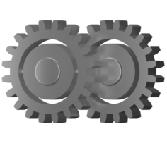 Two metal colored gears without background, 3D render png