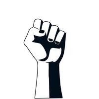 bold illustration of a raised fist in black and white, symbolizing strength, power, and solidarity. Ideal for activism, protests, and social justice themes vector