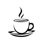a black and white coffee cup with steam coming out of it vector