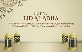 happy eid al adha template banner with abstract gradient yellow background design5 vector