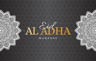 eid al adha template banner with abstract gradient black background design vector