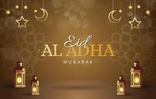 happy eid al adha 2024 template banner with abstract gradient brown background design2 vector