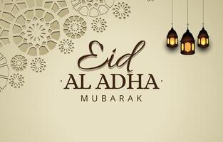 happy eid al adha template banner with abstract gradient yellow background design4 vector