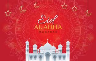 happy eid al adha template banner with abstract gradient white background design3 vector