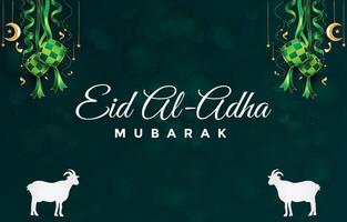 happy eid al adha 2024 template banner with abstract gradient green background design2 vector