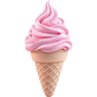 Pink Soft Serve Ice Cream in a Waffle Cone png
