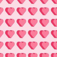 Pink heart pattern for Valentines Day designs,backgrounds,print,paper,wallpaper,wrapping paper,banner,web and Romantic decor. Isometric hearts seamless pattern.Romantic background. illustration vector