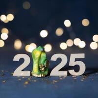 2025 new year numbers and snake symbol of the year with bokeh photo