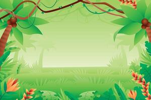 Gradient jungle background with foliage and tropical leaves vector