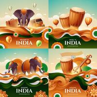 India travel compositions in gradient style vector