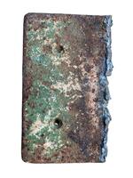 old rusty iron plate on a white background. photo