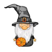 A cartoon wizard with a pumpkin ball vector