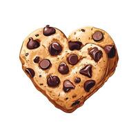 A heart shaped chocolate chip cookie vector