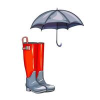 An umbrella and a pair of wellington boots vector