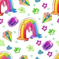 A colorful pattern with a rainbow and diamonds vector