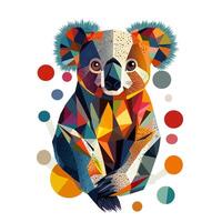A colorful koala bear with geometric shapes on it vector