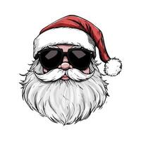Santa claus wearing sunglasses and a hat vector