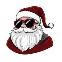 Santa claus wearing sunglasses and a red hat vector