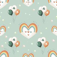 A seamless pattern with hearts and balloons vector