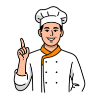 Smiling Chef with an Idea illustration isolated on transparent background png