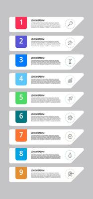 Infographic design business template with icons and 9 options or steps. square design or diagram