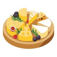 Festive Cheese Platter Surrounded by Seasonal Decorations for Holiday Celebrations vector