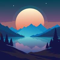Scenic Nature Illustration with Emphasis on Atmospheric Effects vector