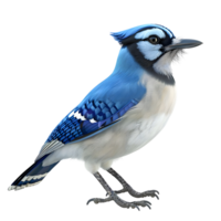 Side profile of Blue Jay bird with intricate feather patterns isolated on transparent background png