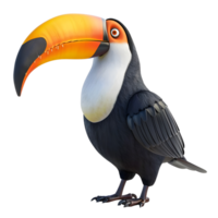 Toco toucan with vibrant orange beak isolated on transparent background png