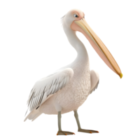 White pelican with folded wings isolated on transparent background png