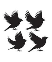 Flying Sparrow Silhouettes Set in Clean Sharp Styles vector