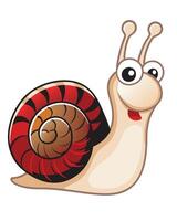 Cute cartoon snail with colorful shell on white background vector