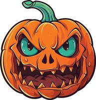 Unique pumpkin head with sharp teeth and glaring eyes for Halloween vector