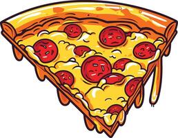 Delicious slice of pepperoni pizza with gooey cheese and crust vector
