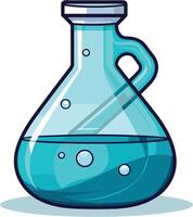Blue science flask with bubbles in a laboratory setting vector