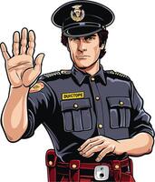 Officer Duictope directing traffic with authority and confidence vector