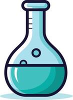 Bright blue science flask filled with bubbling liquid vector