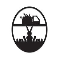 Happy easter bunny with egg laser cut vector