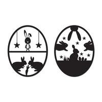 set of easter egg laser cut vector