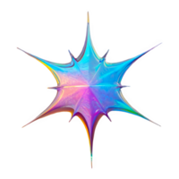 3D chrome element in Y2K style, isolated background, liquid holographic metal. colorful star with a pointy tip, bright rainbow shiny mirror surface. png