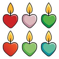 Colorful heart-shaped candles on a white background vector