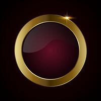 A red luxury circular design featuring a rich burgundy red center, enclosed by a shiny gold metallic border. used in banner, button, web UI design, option concepts vector