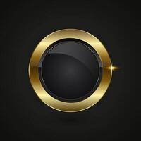 Golden Rimmed Icon-A sleek, circular design featuring a black glossy center surrounded by a radiant gold frame. A small golden sparkle adds a touch of luxury and sophistication. vector