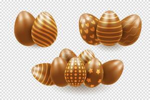 Chocolate Easter eggs, concept, realistic 3d . illustration on transparent background vector
