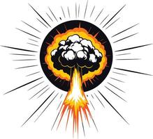 Nuclear blast with fiery explosion and shockwave emanating outward vector