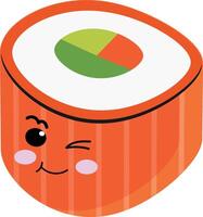 Cute Kawaii Sushi Roll Illustration vector