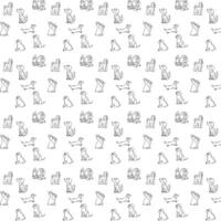 Pattern with adorable cartoon dogs. vector