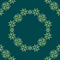 Octagonal Frame Design with Green Pastel Ornament vector