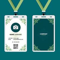 ID Card Design with Ornament on The Corner and Silhouette on The Center vector